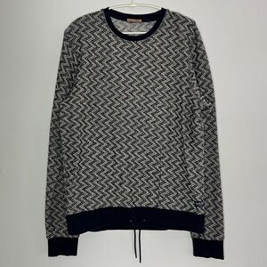 Scotch & Soda Textured Knit Sweater, Cotton Pullover with Drawstring Hem – XL
